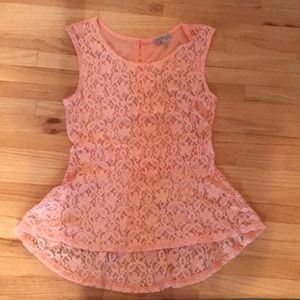 light pink charlotte russe peplum tank top